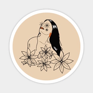 GIRL FLOWERS Magnet